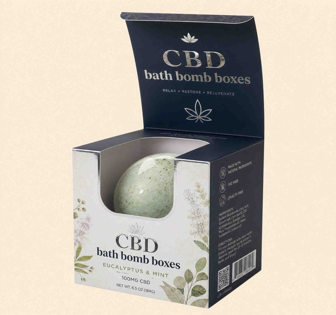 custom printed cbd bath bomb boxes