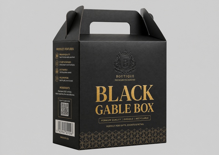 printed black gable boxes